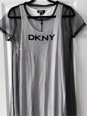 New women’s DKNY Mesh Overlay Logo Dress